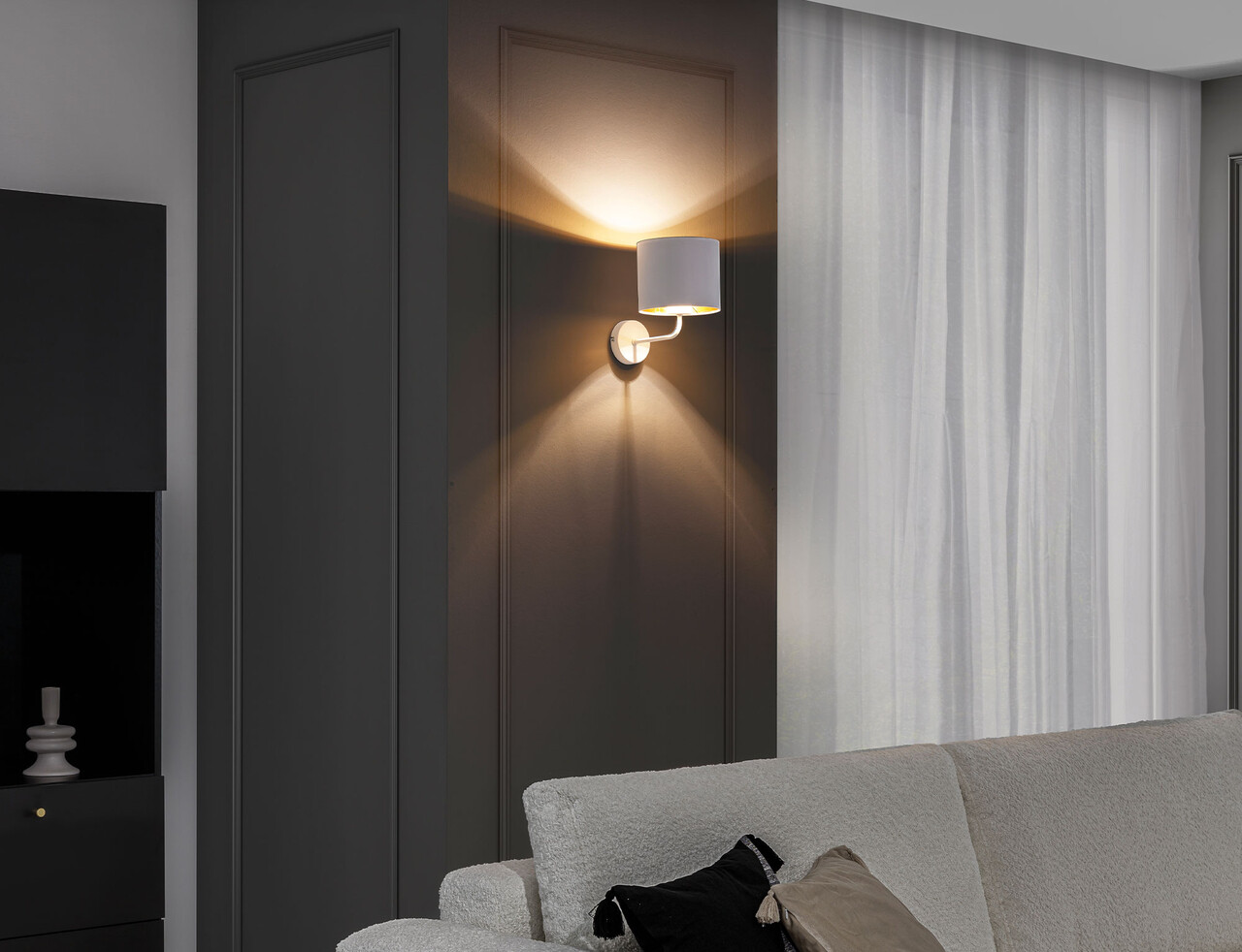 Aplica de perete ELTAP, Vespillo, 26x18x24 cm, 1xE27, 15W, otel/PVC, alb/auriu - imagine 6